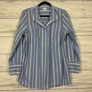 J. Jill Stripe Cobalt Blue Popover Tunic Blouse Size Large